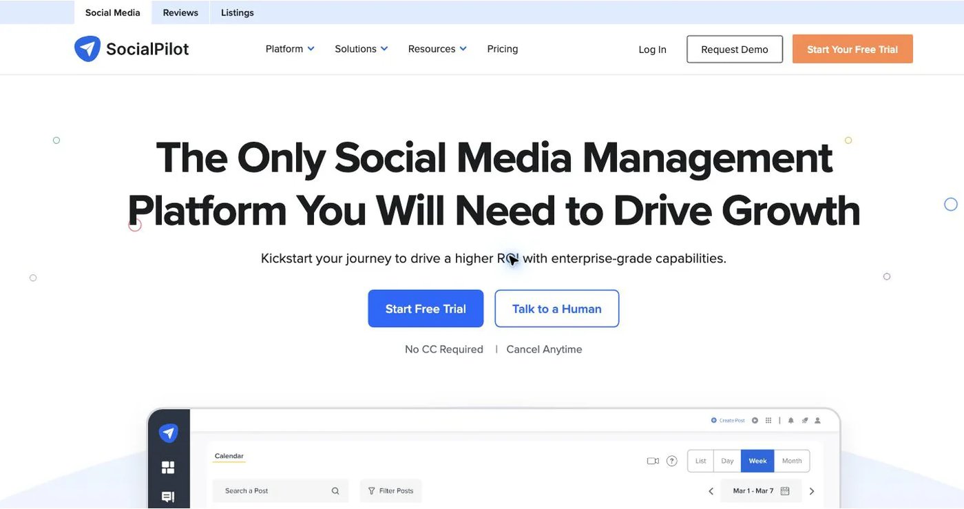 SocialPilot official website