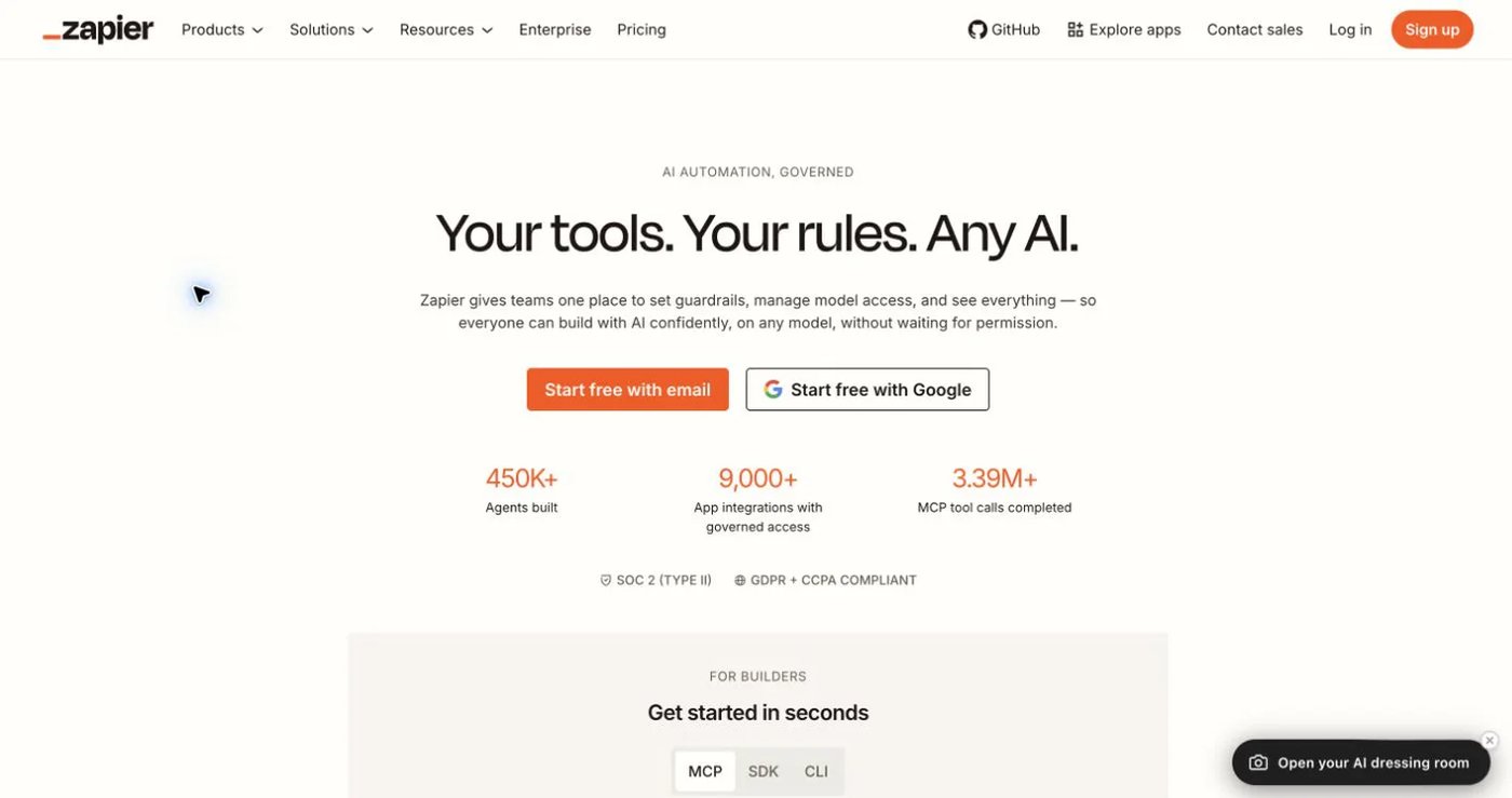 Zapier official website
